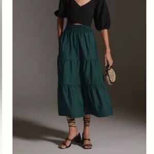 Maeve Anthropologie Somerset forest green maxi skirt